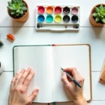 Analog hobbies revival 2025 scene showing hands-on creative activities watercolor painting journaling crafts