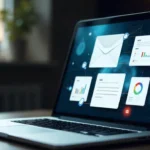 Modern email marketing dashboard showing AI automation tools and email strategy tips for 2025 business success