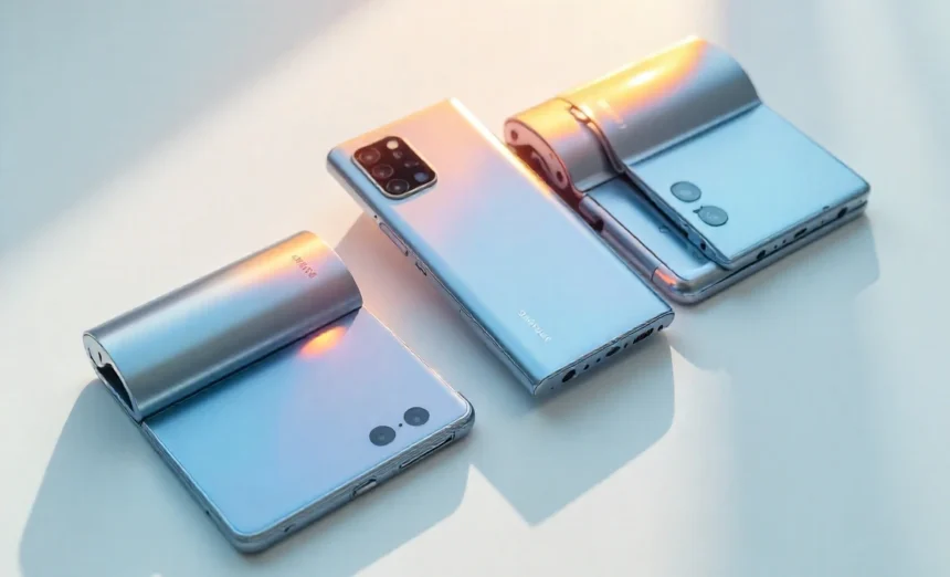 Foldable Phone Durability comparison showing Samsung Galaxy Z Fold, Motorola Razr with visible wear after 12 months