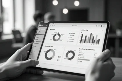 Lean Business Plan Template guide showing simple one-page business plan document on modern desk with business tools