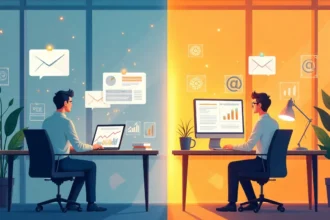 Marketing Agency vs DIY comparison illustration showing business owner choosing between self-managed and professional marketing