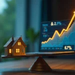 Real estate market 2025 dashboard showing mortgage rates 6.7% and home price growth trends chart