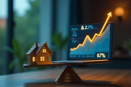 Real estate market 2025 dashboard showing mortgage rates 6.7% and home price growth trends chart