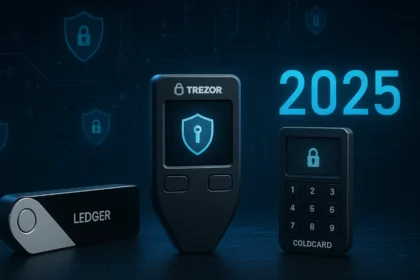 Safest crypto hardware wallet guide 2025 featuring Ledger Nano X, Trezor Model T and Coldcard Mk4 security comparison