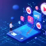 Social media marketing 2025 platforms trends AI integration community building digital strategy illustration