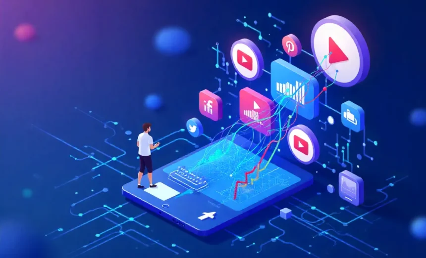 Social media marketing 2025 platforms trends AI integration community building digital strategy illustration