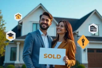 Student loans mortgage approval success - millennials buying first home with graduation cap and house keys in 2025
