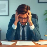 Stressed employee with legal documents representing how to sue for emotional distress after wrongful termination