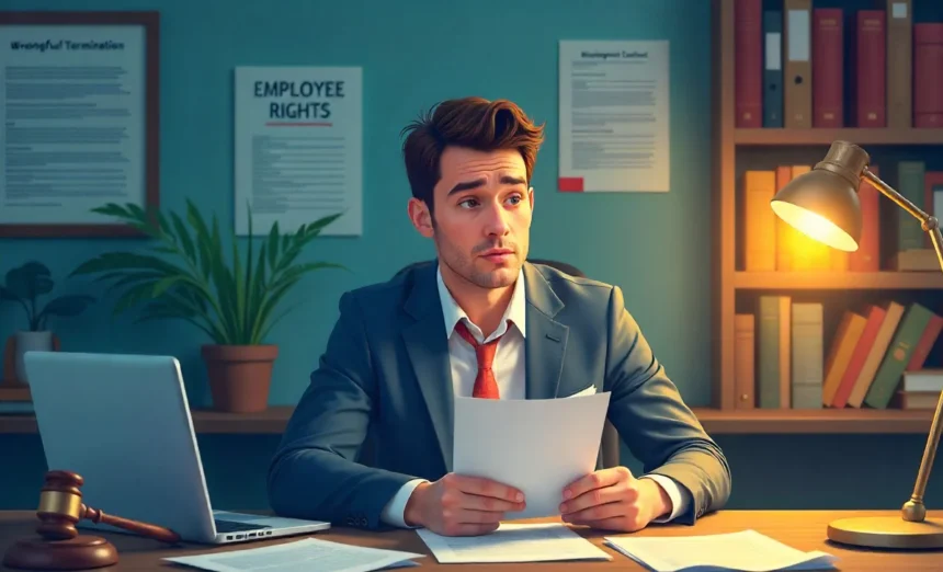 Infographic explaining how to identify if you were fired illegally, wrongful termination signs and employee legal protections 2025