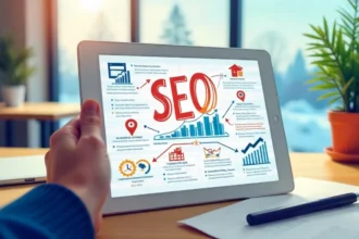 Local SEO Tips 2025 infographic showing Google Business Profile optimization, reviews, maps & mobile search strategies