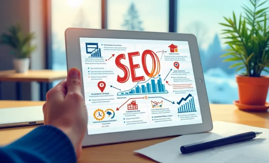 Local SEO Tips 2025 infographic showing Google Business Profile optimization, reviews, maps & mobile search strategies